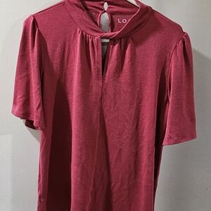 LOFT Red Short Sleeve Tee
